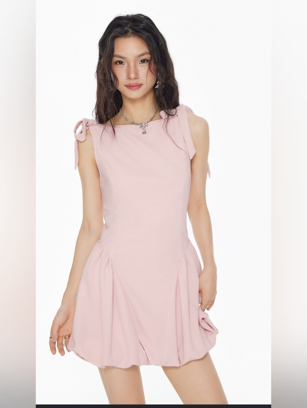 Cider Blush Pink Tie-Shoulder Mini Dress
